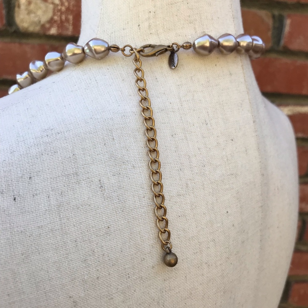 Chico's Beaded Statement Necklace Neutral Single Strand Faux Pearls Classic - Picture 8 of 9